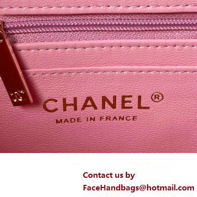 Chanel Quilted Shiny Calfskin  &  Gold-Tone Metal Small box Bag AS4470 Pink 2023